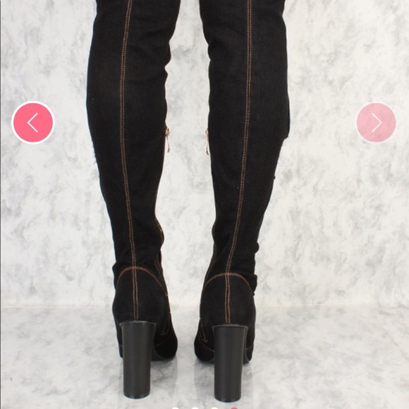 πSale was$85 will go backπ after saleπNew Glam Blackout Jean Thigh High Boots - Picture 5 of 11